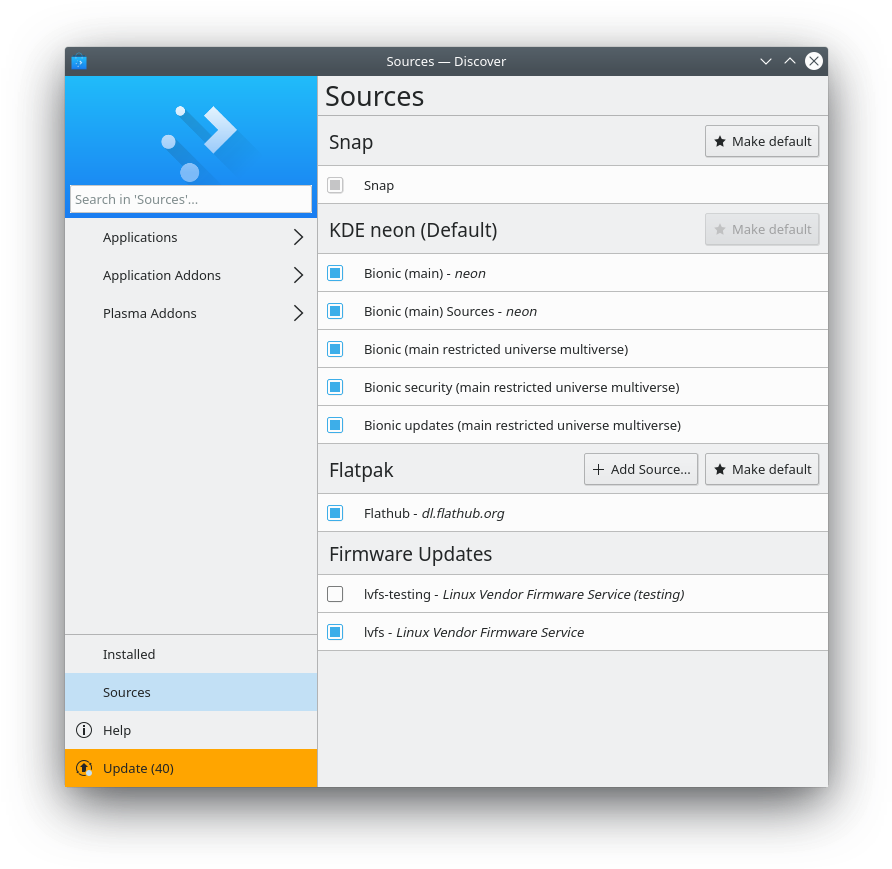 Discover's Settings Page Has Been Renamed “sources” - Desktop Environment (913x890), Png Download