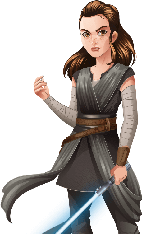 Star Wars Forces Of Destiny Logo And Rey Kylo Ren Chatacters - Rey Forces Of Destiny (543x783), Png Download