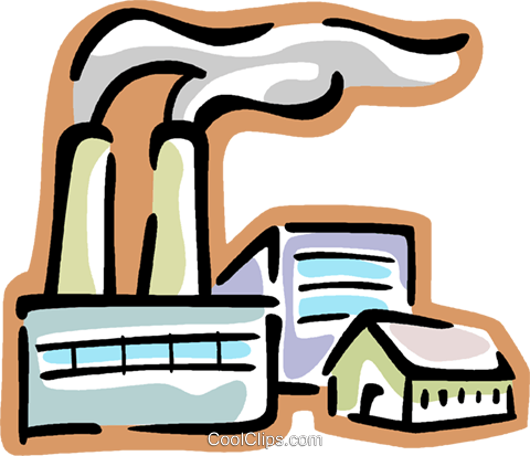 Factory With Smokestack Royalty Free Vector Clip Art - Factory Clipart Transparent (480x413), Png Download