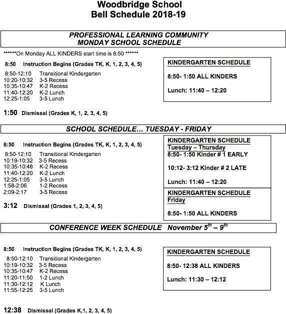 Bell Schedule - Woodbridge Elementary School (571x638), Png Download