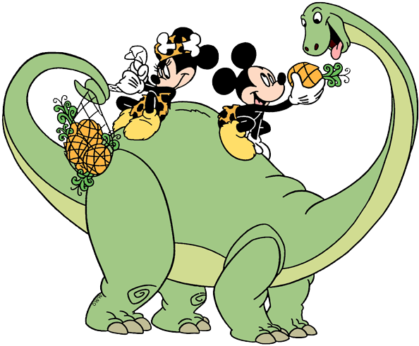 Splashing Minnie Mickey, Minnie Riding Dinosaur - Minnie Mouse Dinosaur (594x491), Png Download