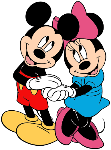 Mickey, Minnie Holding Hands - Mickey And Minnie Transparent Background (388x522), Png Download