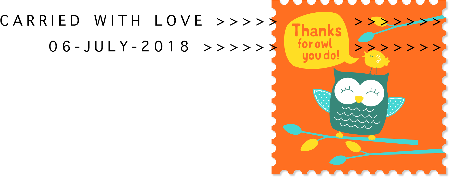 A Stamp Reading Carried With Love - Postage Stamp (1750x684), Png Download