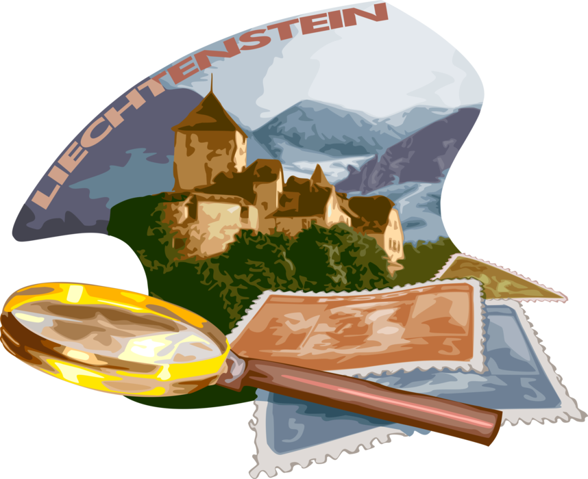 Vector Illustration Of Liechtenstein Postage Stamp (858x700), Png Download
