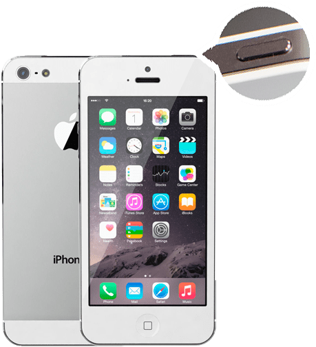 Iphone5 Power Volume Button Repair - Apple Iphone 5 16gb White/silver - Refurbished - (sim (600x600), Png Download