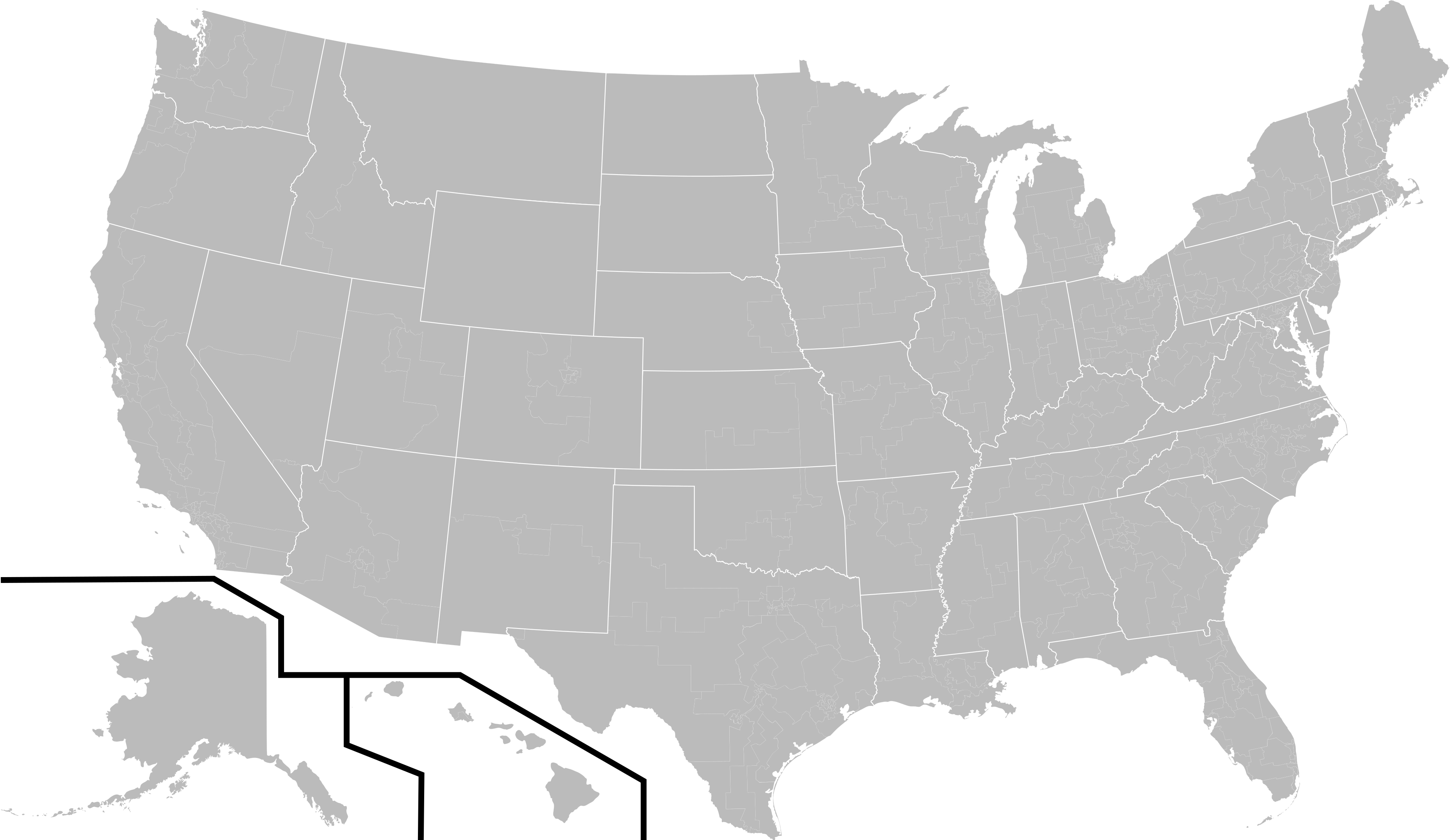 Us House Blank White Borders - Sunbelt States (3726x2160), Png Download
