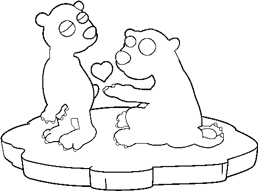 Bears Couple In Love Coloring Page - Drawing (600x470), Png Download