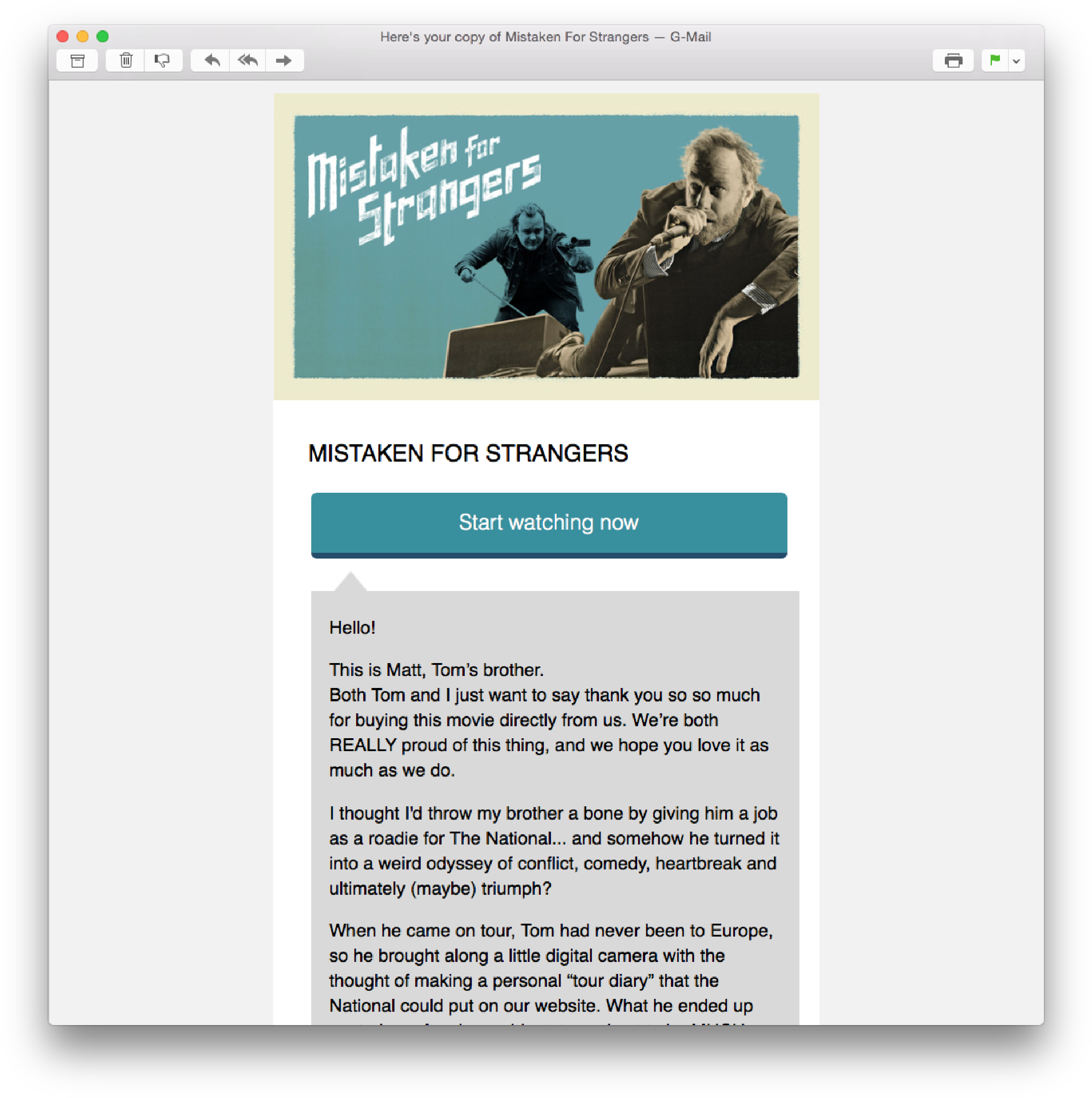 They Have Also Received A Receipt Email From Vimeo - Mistaken For Strangers [tom Berninger] Dvd (2491x2500), Png Download