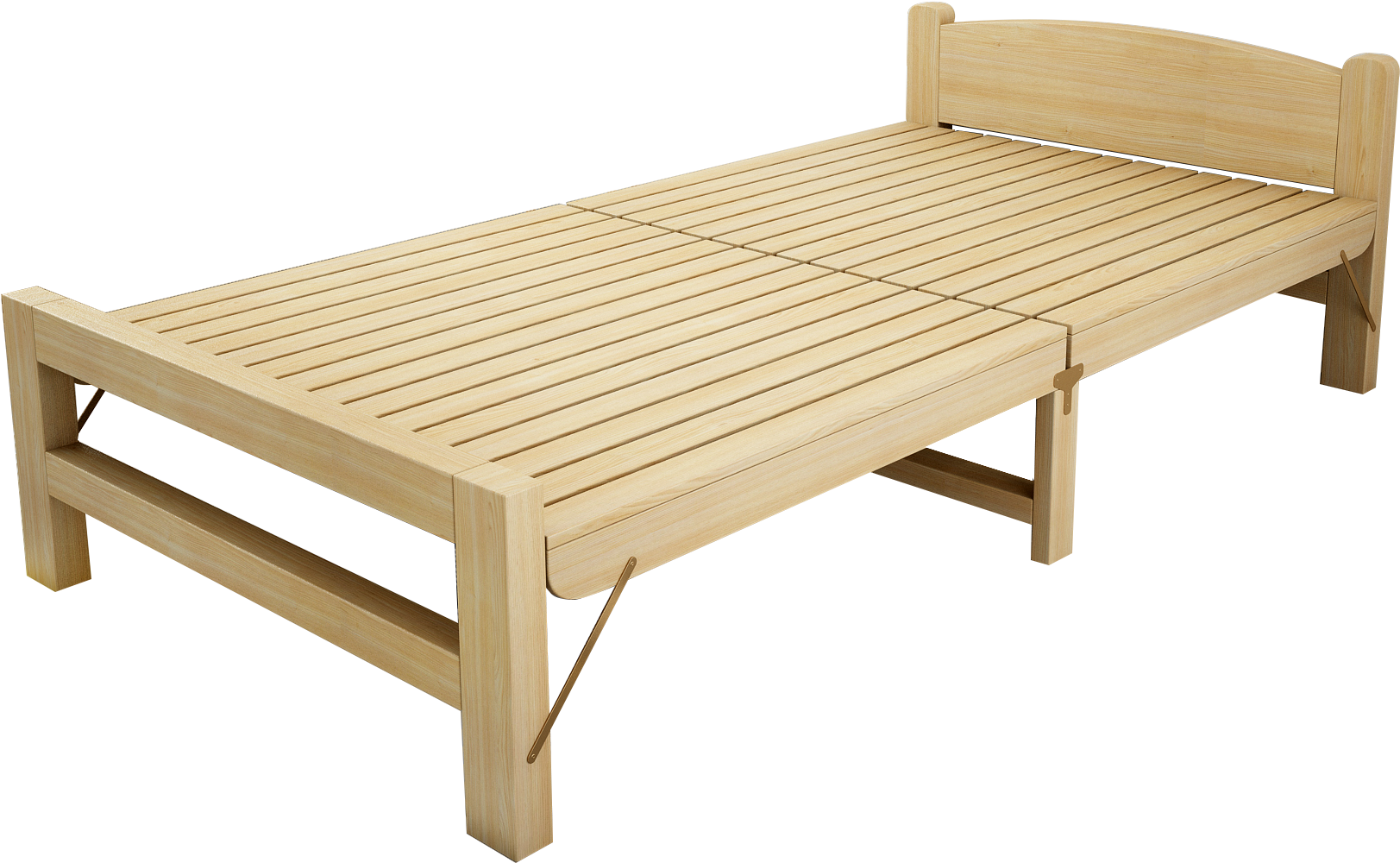 Folding Bed Single Bed Adult Simple Solid Wood Bed - Bed (2000x2000), Png Download