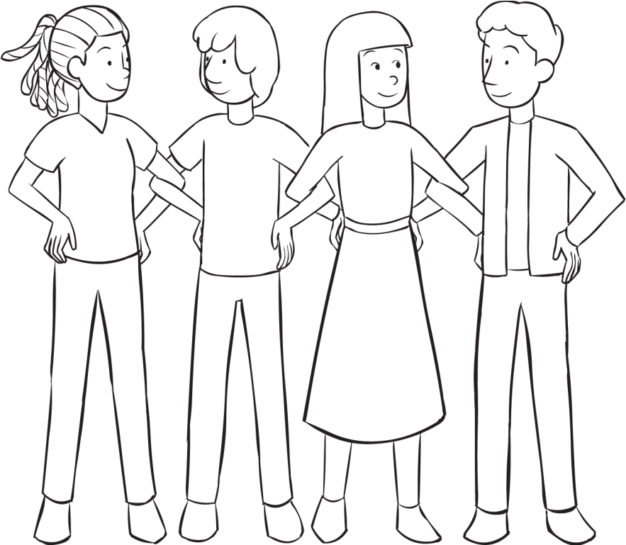 Back Four People Standing In Line With Interlocked - Team Building (1024x768), Png Download