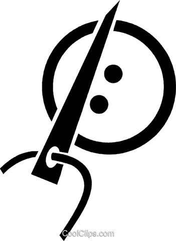 Sewing A Button Royalty Free Vector Clip Art Illustration - Avengers Logo Black And White (351x480), Png Download