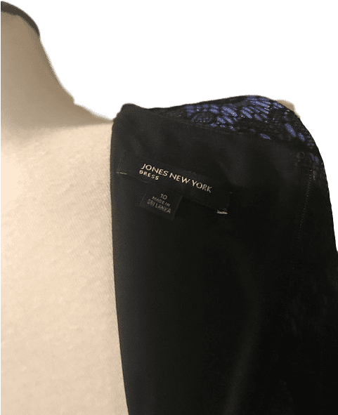 Jones New York Blue With Black Lace Overlay - Leather (480x640), Png Download