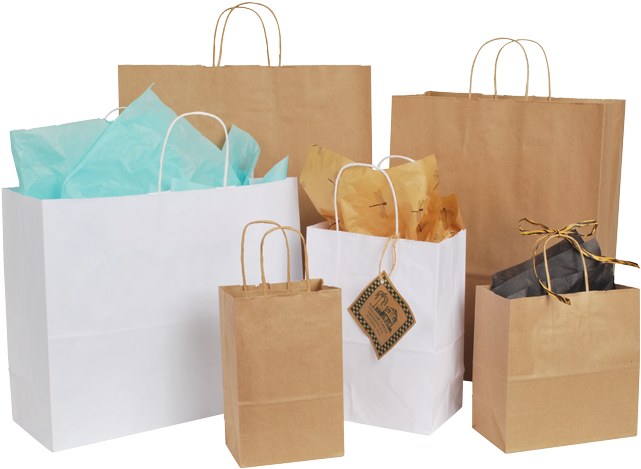 Eco Kraft Serrated Edge Shopper - Shopping Bags Boxes Png (700x700), Png Download
