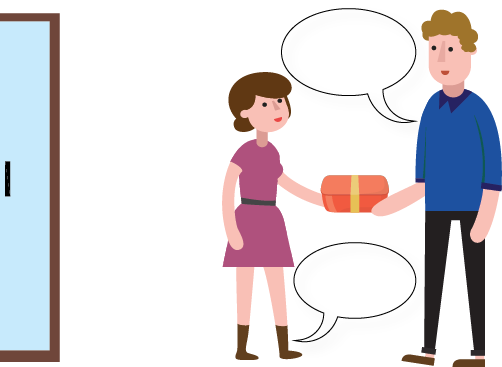 Woman Man Lunchbox Near (502x367), Png Download