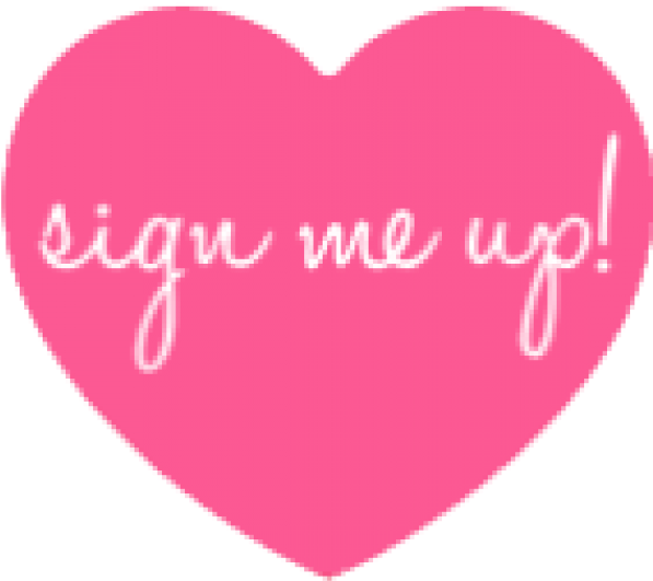 Hot Pink Heart Button Sign Me Up Transparent - Logo (600x630), Png Download