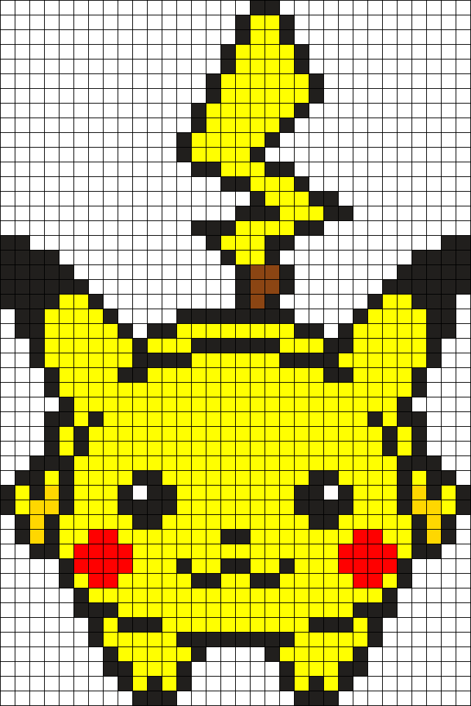 Pikachu Perles Hama Repasser Polemon - Pikachu Dessin Sur Carreaux (600x900), Png Download