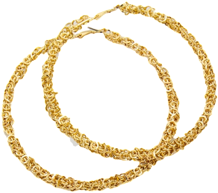 Double Link Chain Hoop Earring - Earring (920x949), Png Download