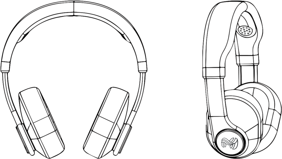 Line Drawing 10 - White Headphones Png Drawing (1000x573), Png Download