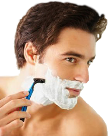 What The Blade Saver Will Do For You - Guy Shaving Face Png (357x450), Png Download