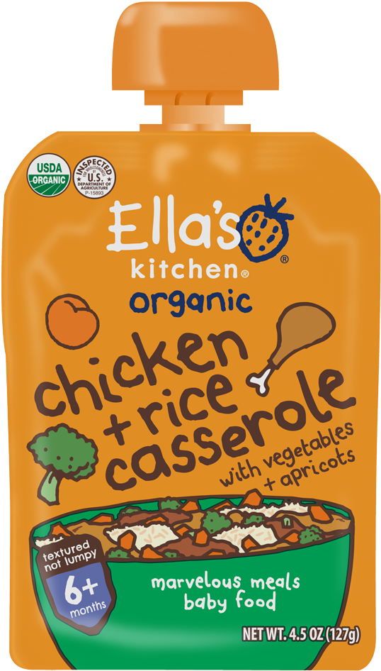 Chicken Rice Casserole - Ella's Kitchen Broccoli Pears & Peas Puree (587x1000), Png Download