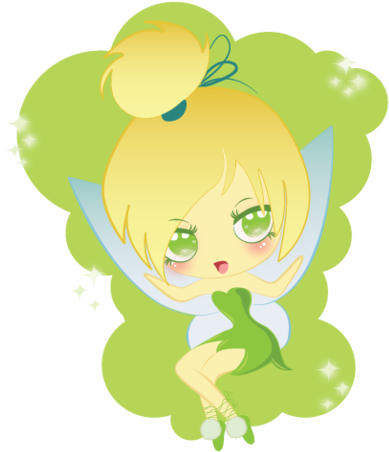 Tinkerbell Wallpaper Possibly Containing A Rose Titled - Tinkerbell Kawaii (500x493), Png Download
