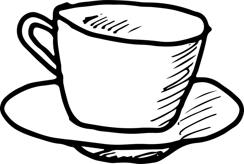 Coffee Cup And Saucer Outline Rubber Stamp - Coffee Cup Png Outline (800x537), Png Download
