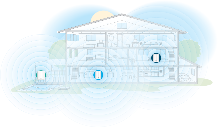 A Cutaway Illustration Of A Two-story House With A - Netgear Orbi Rbk50 (893x525), Png Download