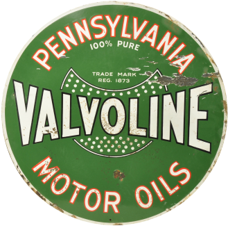 Double Sided Porcelain Curb Sign For Valvoline Pennsylvania - Valvoline Vintage (349x344), Png Download