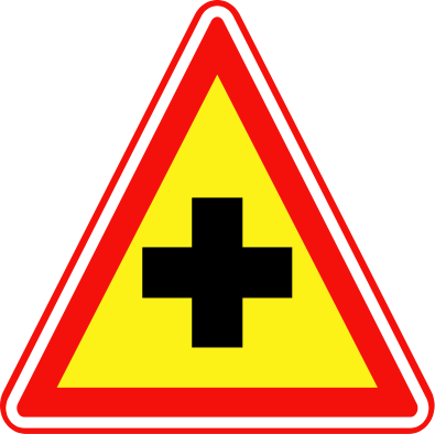 Sign Cross Roads Sign Crossroads Sign Traffic Sign - Cross Road Traffic Sign (395x394), Png Download