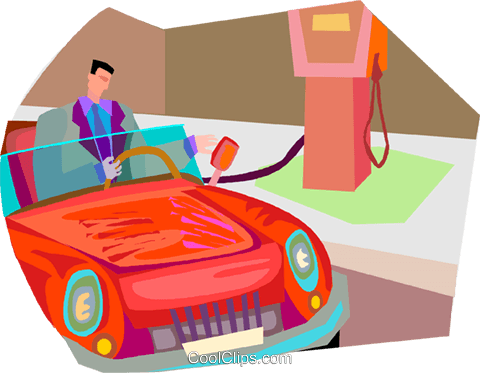 Man Filling Car At Gas Station Royalty Free Vector - Management (480x373), Png Download