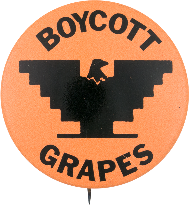 Boycott Grapes Orange Cause Button Museum - Farm Workers Union (1000x947), Png Download