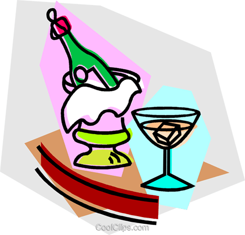 Champagne Bottle In A Ice Bucket Royalty Free Vector (480x459), Png Download