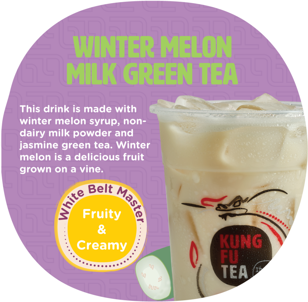 Winter Melon Green Milk Tea Back - Lung Fu Tea Winter Melon (1000x1000), Png Download