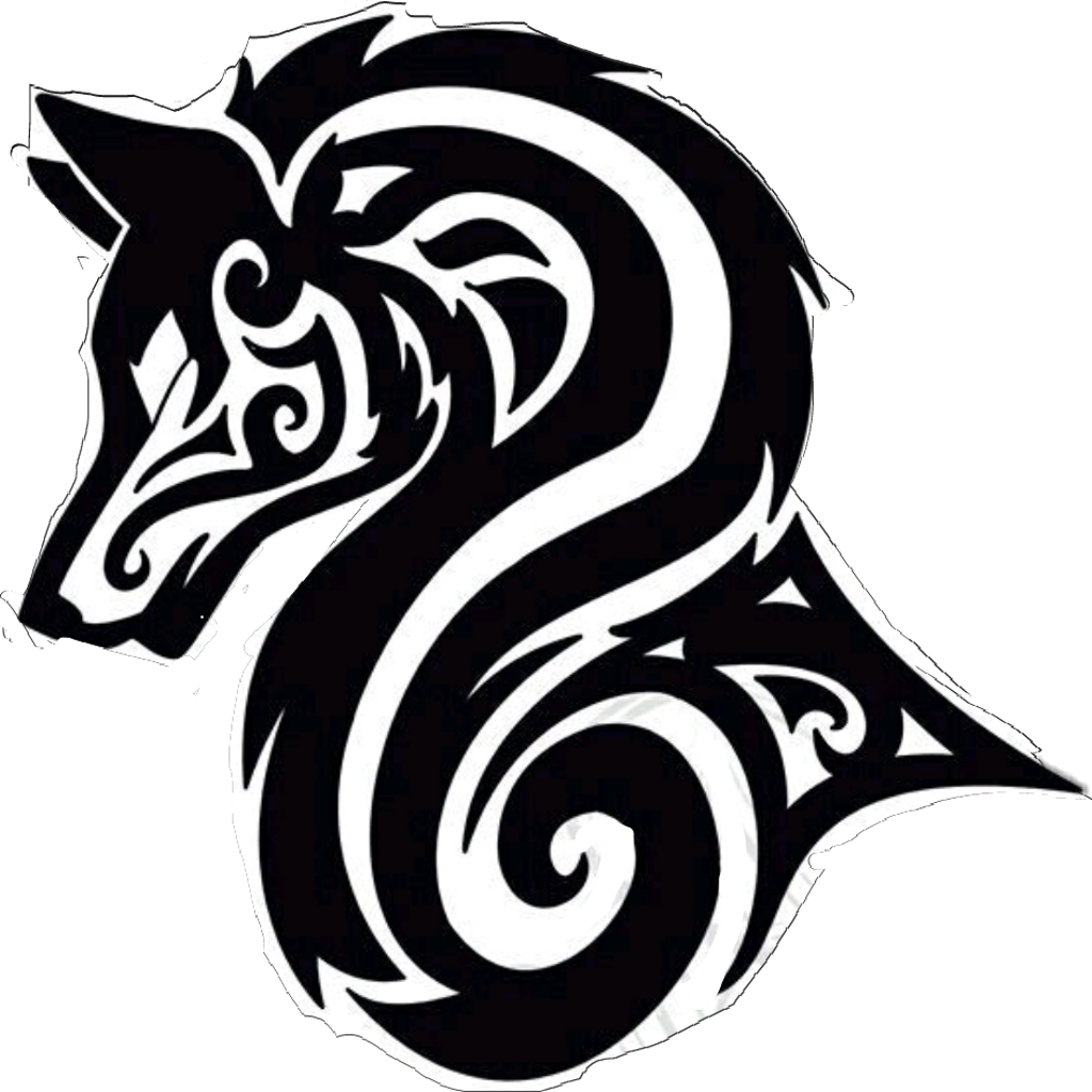Wolf Wolfpack Blackandwhite Blackandwhite Wolfart Wolfi - Black And White Tribal Art (1024x1024), Png Download