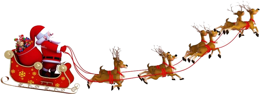 Christmas Reindeer With Sled (1023x372), Png Download