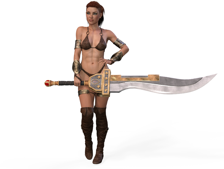 Woman, Sword, Amazone, Strong, Warrior, Heroine - Sword (916x720), Png Download