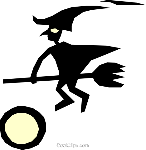 Witch On A Broomstick Royalty Free Vector Clip Art (468x480), Png Download