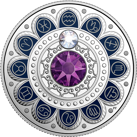Pure Silver Coin Made With Swarovski® Crystals Zodiac - Fine Silver Coin Zodiac Series Swarovski (570x570), Png Download