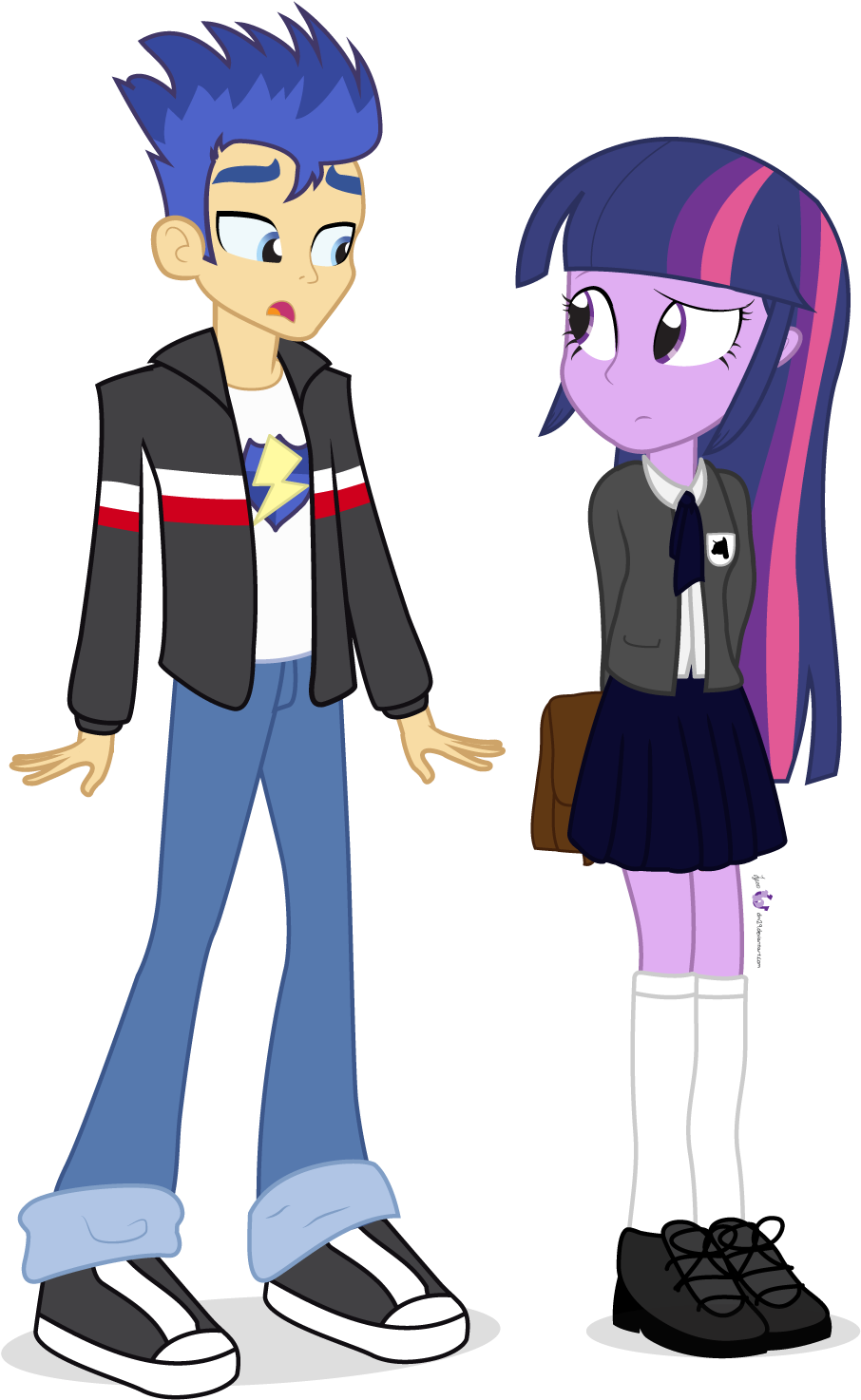 Dm29, Clothes, Confused, Duo, Equestria Academy, Equestria - My Little Pony: Friendship Is Magic (990x1500), Png Download