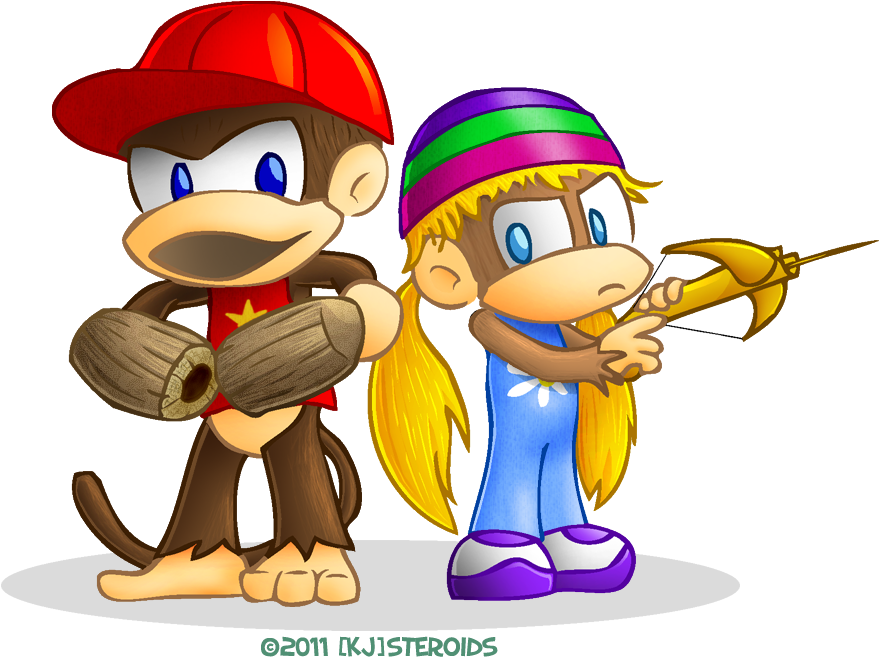Diddy And Tiny Kong By Kjsteroids - Diddy Kong And Tiny Kong (879x657), Png Download