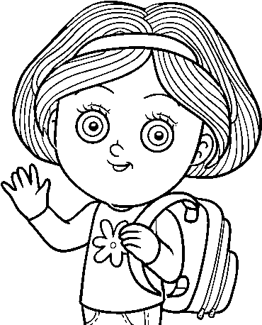 School Girl Coloring Page - School Girl For Coloring Png (600x470), Png Download