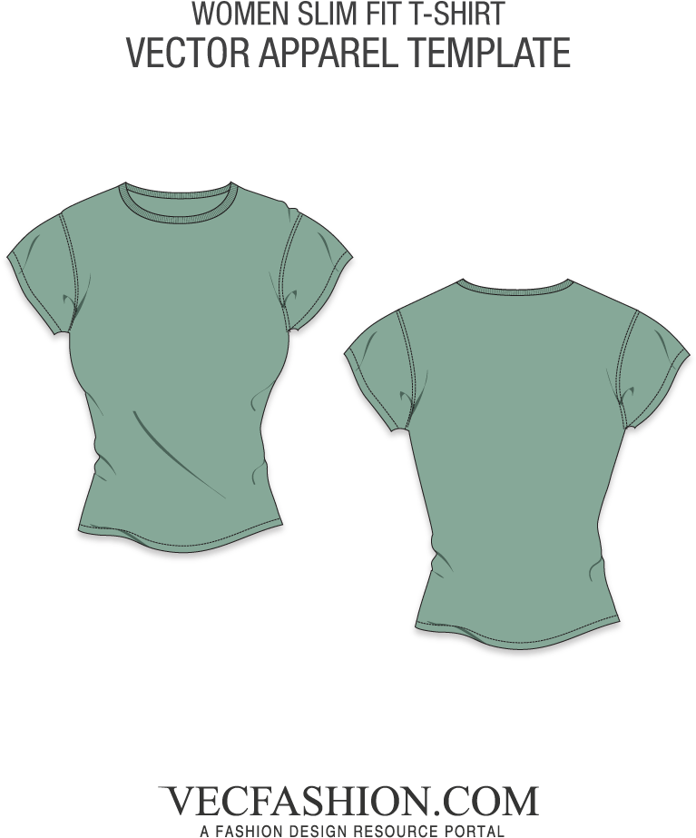 Round Neck Slim Fit Short Body Vintage T Shirt - T Shirt Raglan Vector (1000x1000), Png Download