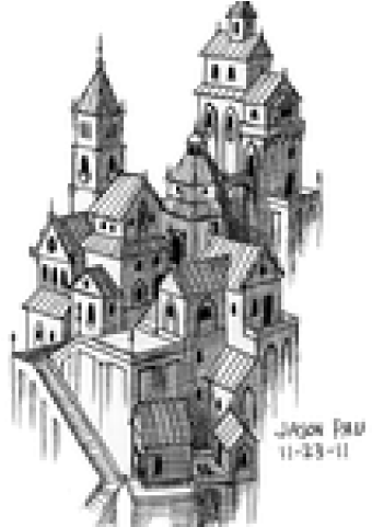 Fantasy City Pencil Drawing (640x480), Png Download