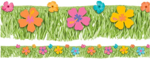 Hawaiian Themed Fringe Banner - Tropical Hawaiian Grass Fringe Banner Decoration (550x227), Png Download