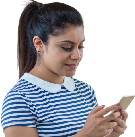 Striped Dress Png Clipart - Person Texting Transparent Background (640x480), Png Download