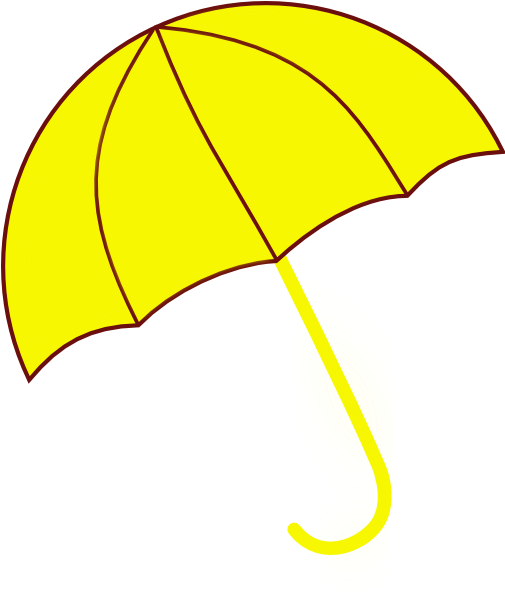Umbrella Clipart Seven - Yellow Umbrella Cartoon Png (504x600), Png Download
