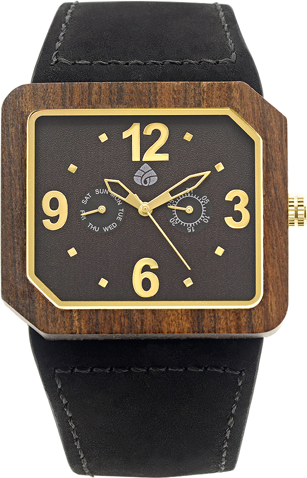 Leafwoods Terra Juglan Gold, Mens Wood Watch - Clock (1024x1024), Png Download
