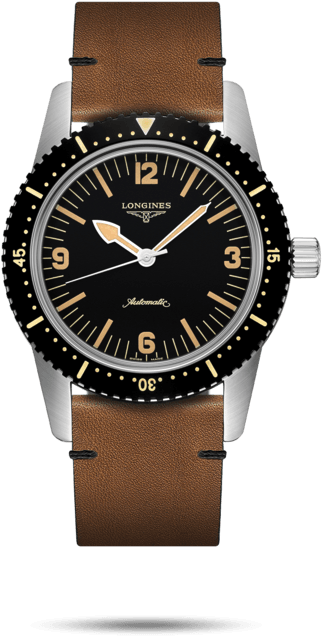 Longines Skin Diver On Leather Strap - Longines Heritage Skin Diver (350x720), Png Download