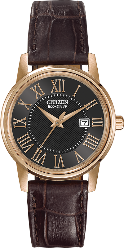 Citizen Eco Drive Round Rose Gold Tone Stainless Steel - Citizen Eco Drive Gold Leather (400x800), Png Download