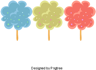 Three Colored Lovely Cotton Candy, Vector Png, Candy, - Clip Art (360x360), Png Download